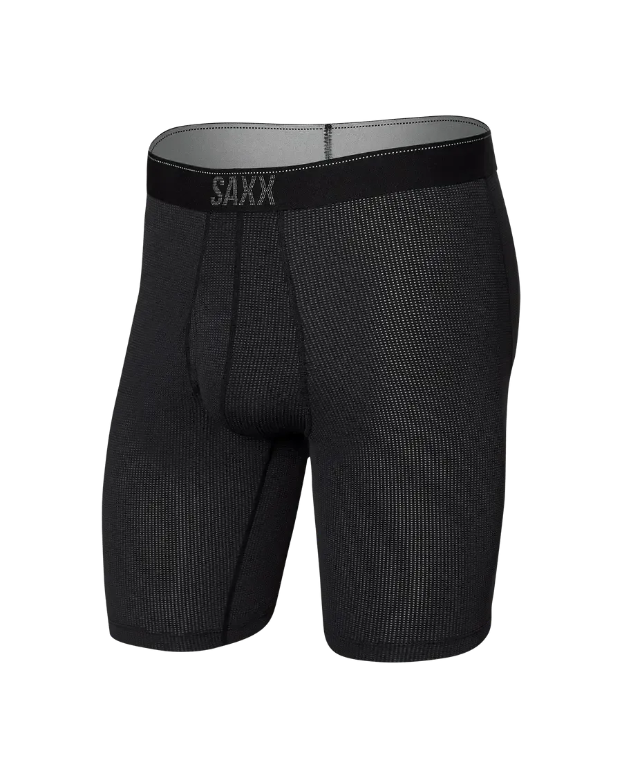 Saxx Underwear Quest Quick-Dry Mesh Performance Long Boxer Brief 8, Black