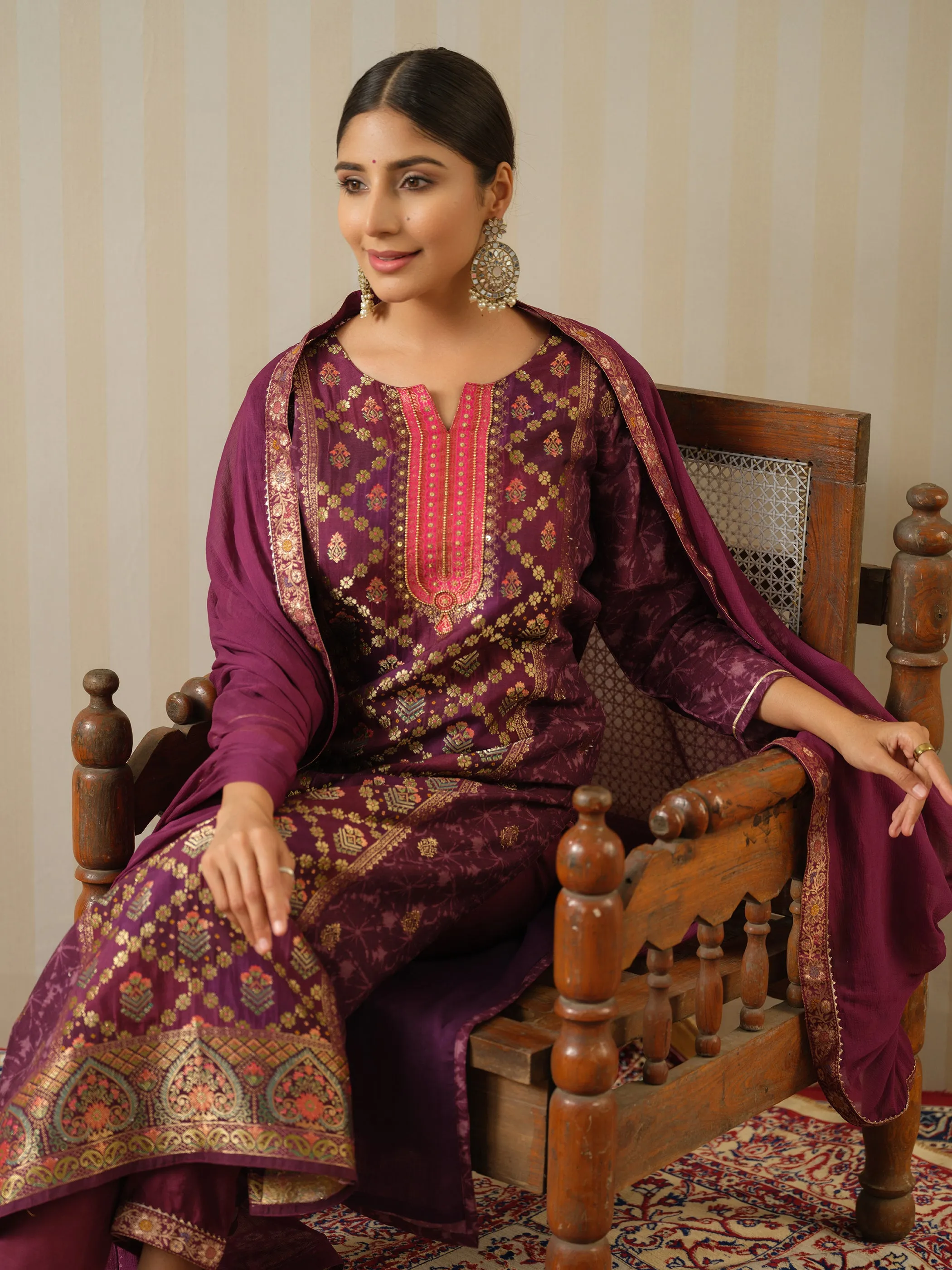 Shabri Orchid Full Work Suit Set