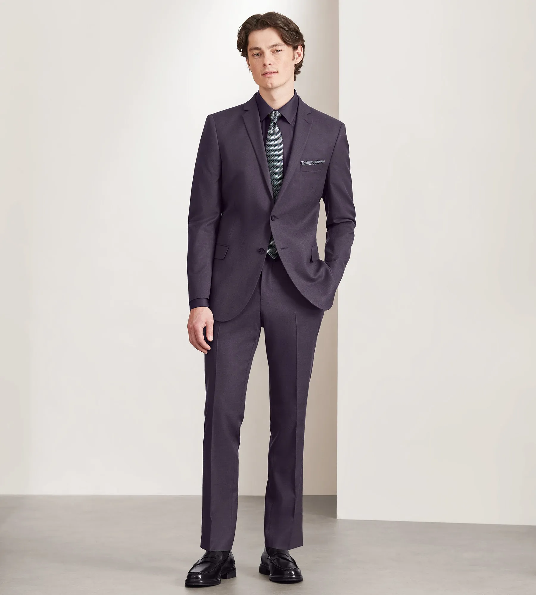 Slim Fit Deep Purple Solid Suit Jacket