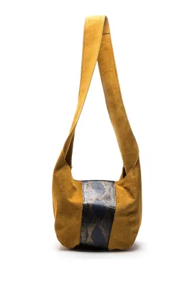 Snake Pattern Shoulder Suede Bag