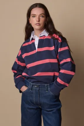 Stripe Rugby Shirt - Navy/Pink