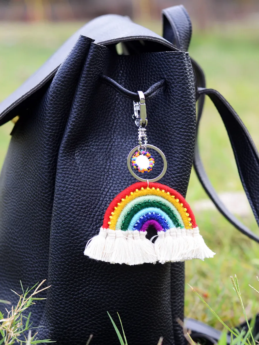 Thread Rainbow Keychain Bagcharm