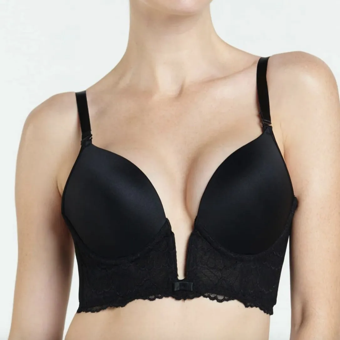 Va Bien Enchante' Plunge Basque 884 in Black