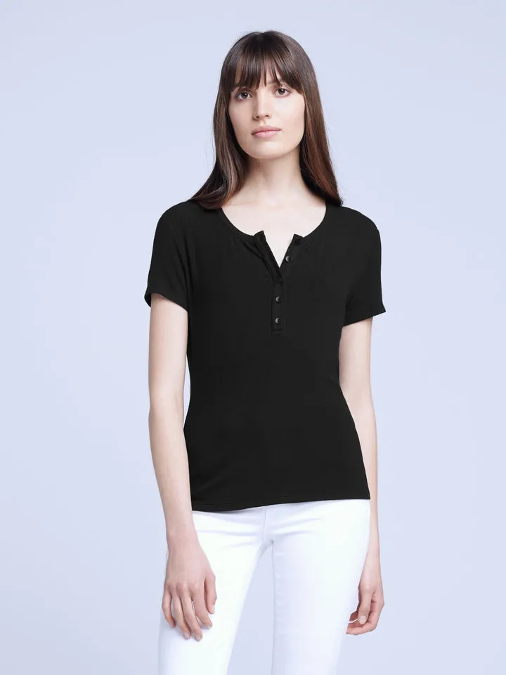 VIOLET SHORT SLEEVE HENLEY TEE 639MMS Black