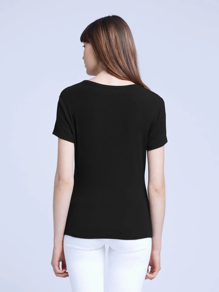 VIOLET SHORT SLEEVE HENLEY TEE 639MMS Black