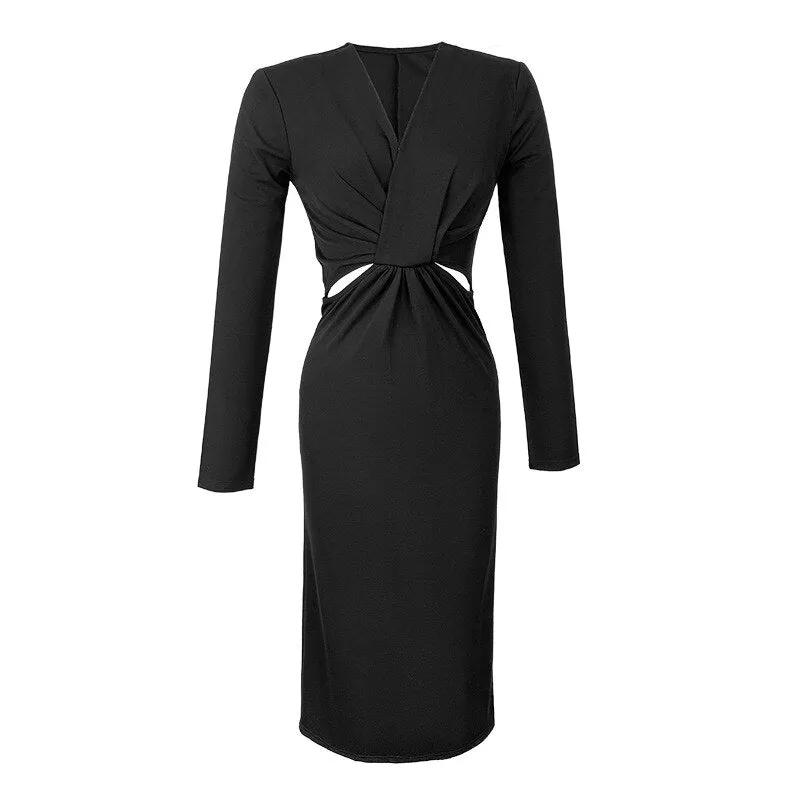 Woman V-neck Midi Dress