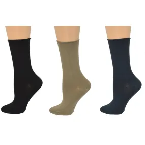 Women's Bamboo Socks - Roll Top Colorful Crew 3-Pair Packs