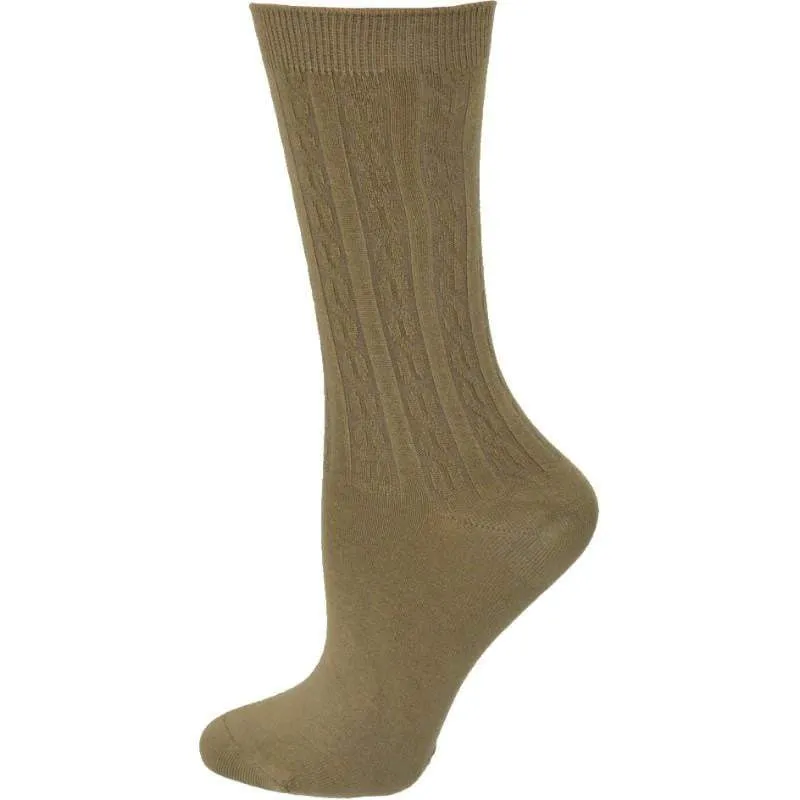 Women's Bamboo Socks, Women's Cable Pattern Crew Bamboo Socks - 3 Pair Pack