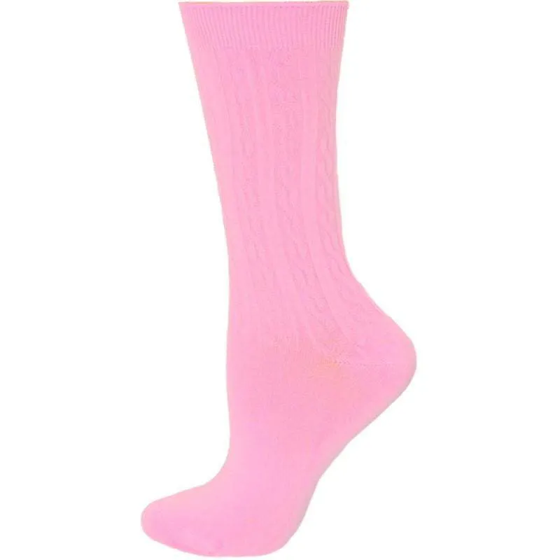 Women's Bamboo Socks, Women's Cable Pattern Crew Bamboo Socks - 3 Pair Pack