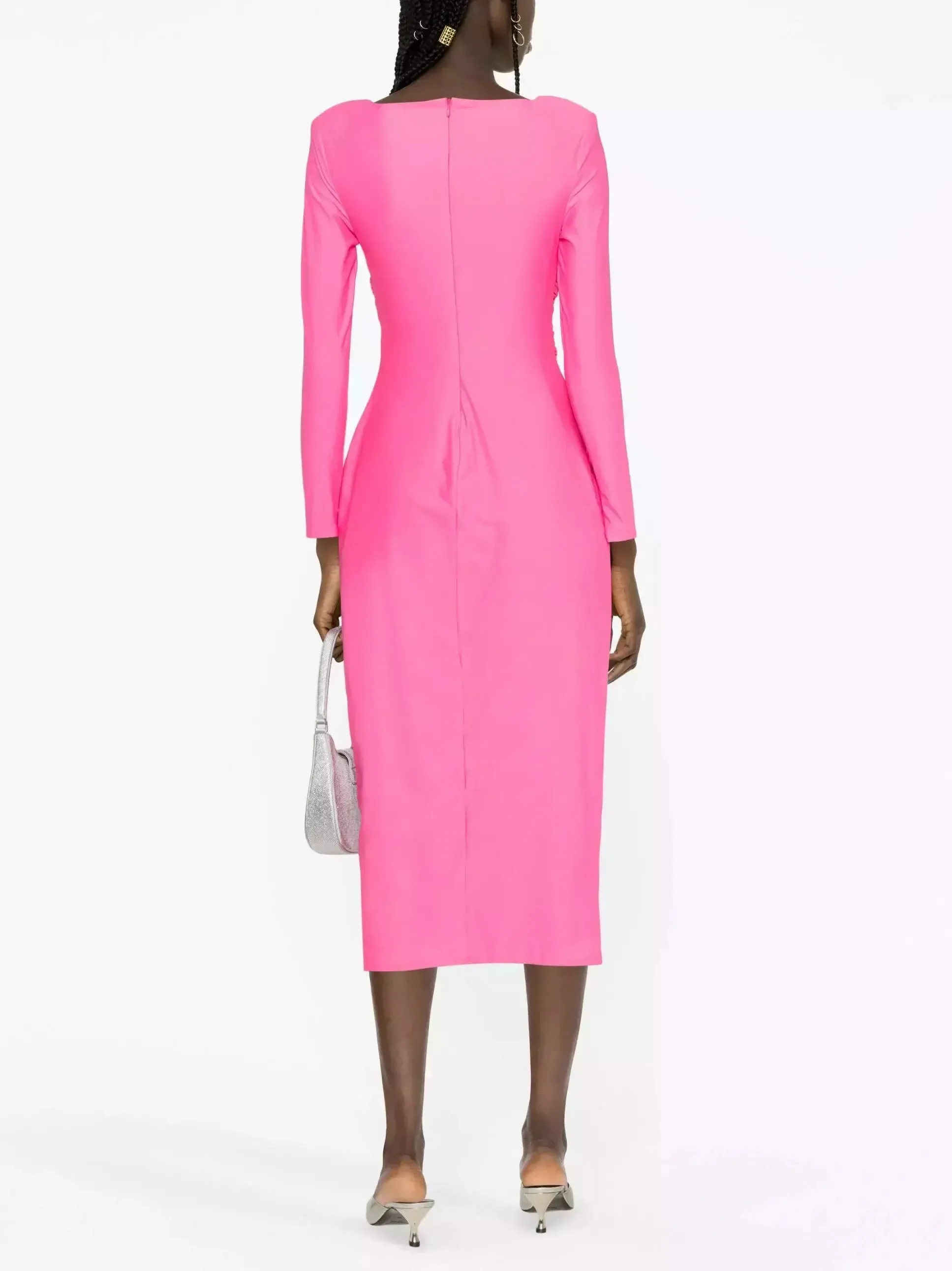 Women’s Cut-Out-Detail Pink Jersey Midi Dress