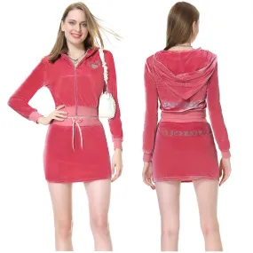 Y2K Coat Skirt Set Women Pink Cosplay Costume Halloween Carnival Party Suit