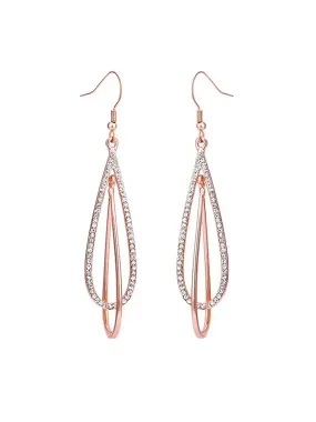 Yellow Chimes Crystal Danglers Earrings for Women | Rose Gold Plated Earrings for Girls | Stainless Steel Fashion Earrings For Girls | Birthday Gift for Girls & Women Anniversary Gift for Wife