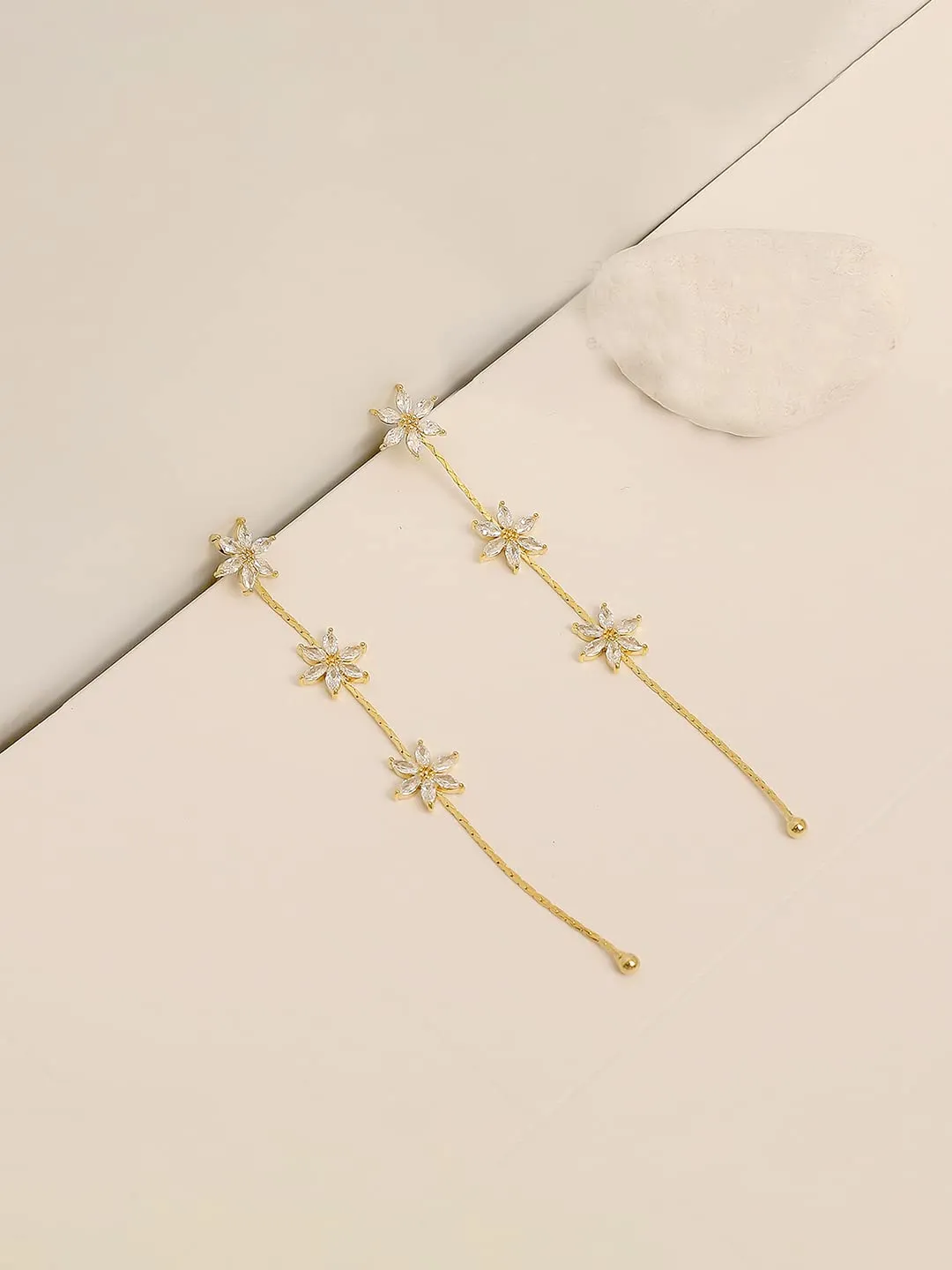 Yellow Chimes Dangler Drop Earring for Womens Gold Plated Crystal Studded Floral Designed Dangler Drop Earrings for Women and Girls