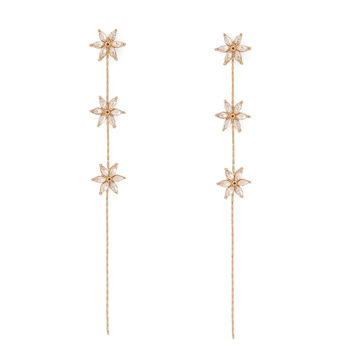 Yellow Chimes Dangler Drop Earring for Womens Gold Plated Crystal Studded Floral Designed Dangler Drop Earrings for Women and Girls