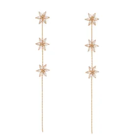 Yellow Chimes Dangler Drop Earring for Womens Gold Plated Crystal Studded Floral Designed Dangler Drop Earrings for Women and Girls