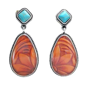 Yellow Chimes Earrings For Women Silver Toned Blue and Orange Stone Studded Tear Drop Shaped Earrings For Women and Girls