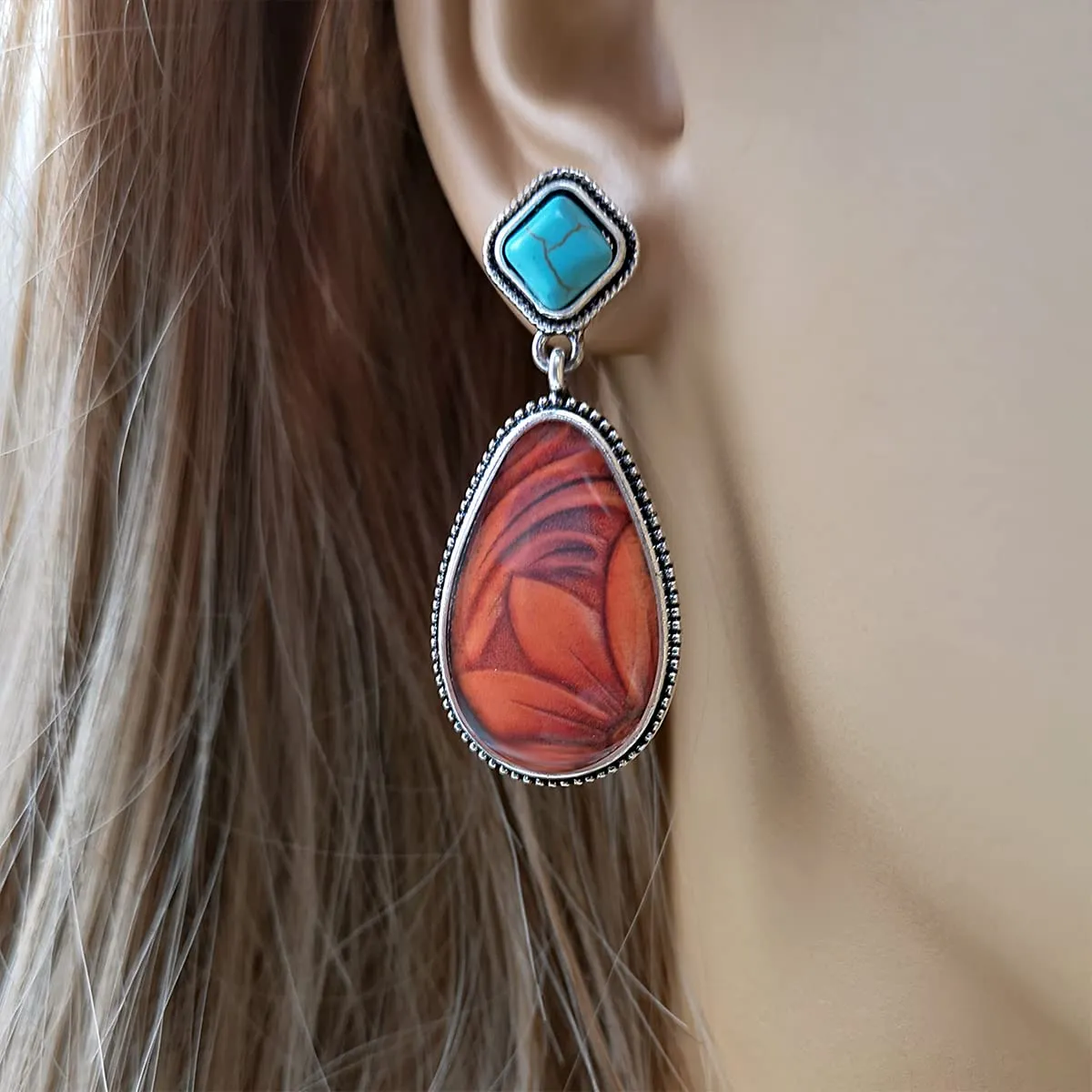 Yellow Chimes Earrings For Women Silver Toned Blue and Orange Stone Studded Tear Drop Shaped Earrings For Women and Girls